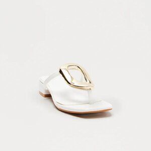 Montie Hardware Flip Flops - White